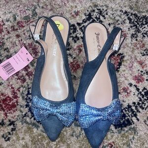 Juicy Couture Blue Slingback Heels with Bow